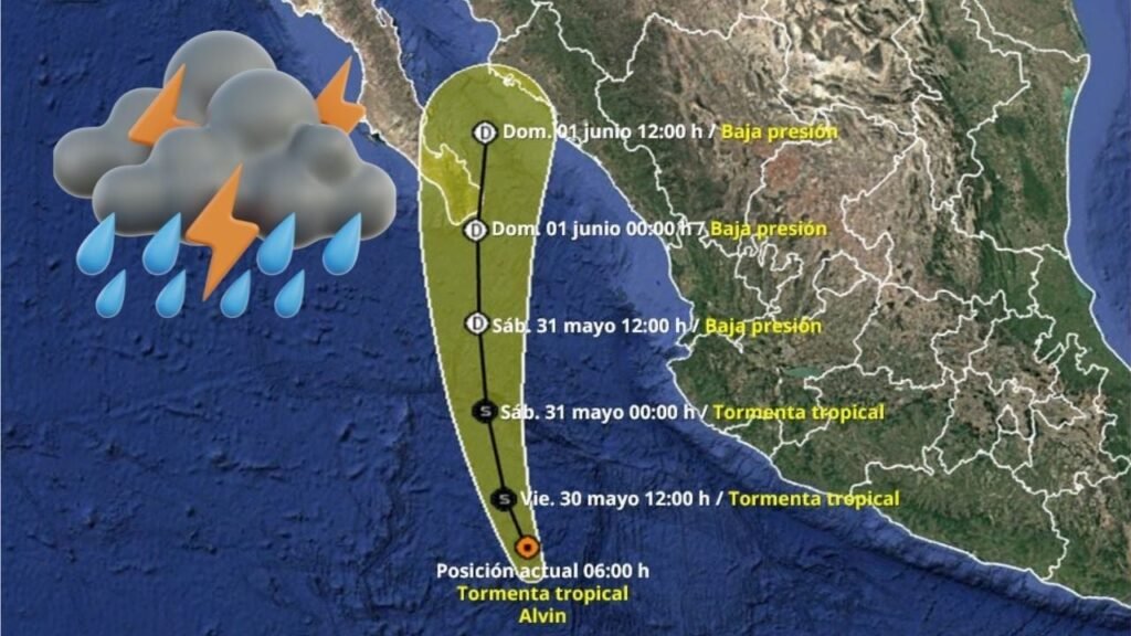 Tormenta Tropical Alvin se acerca a México Con lluvias; esta es su trayectoria