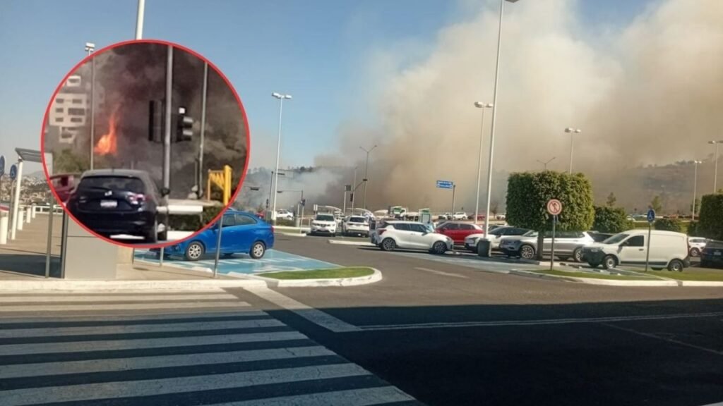 Fuerte incendio devora pastizal en Atizapán, Estado de México
