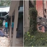 (VIDEO) Auto cae 10 metros desde estacionamiento elevado en Cuajimalpa; hay tres lesionados