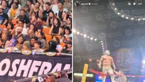 BTS vive el “viernes espectacular” de la Arena México para ver al Místico; el luchador vistió una chamarra en alusión a la banda